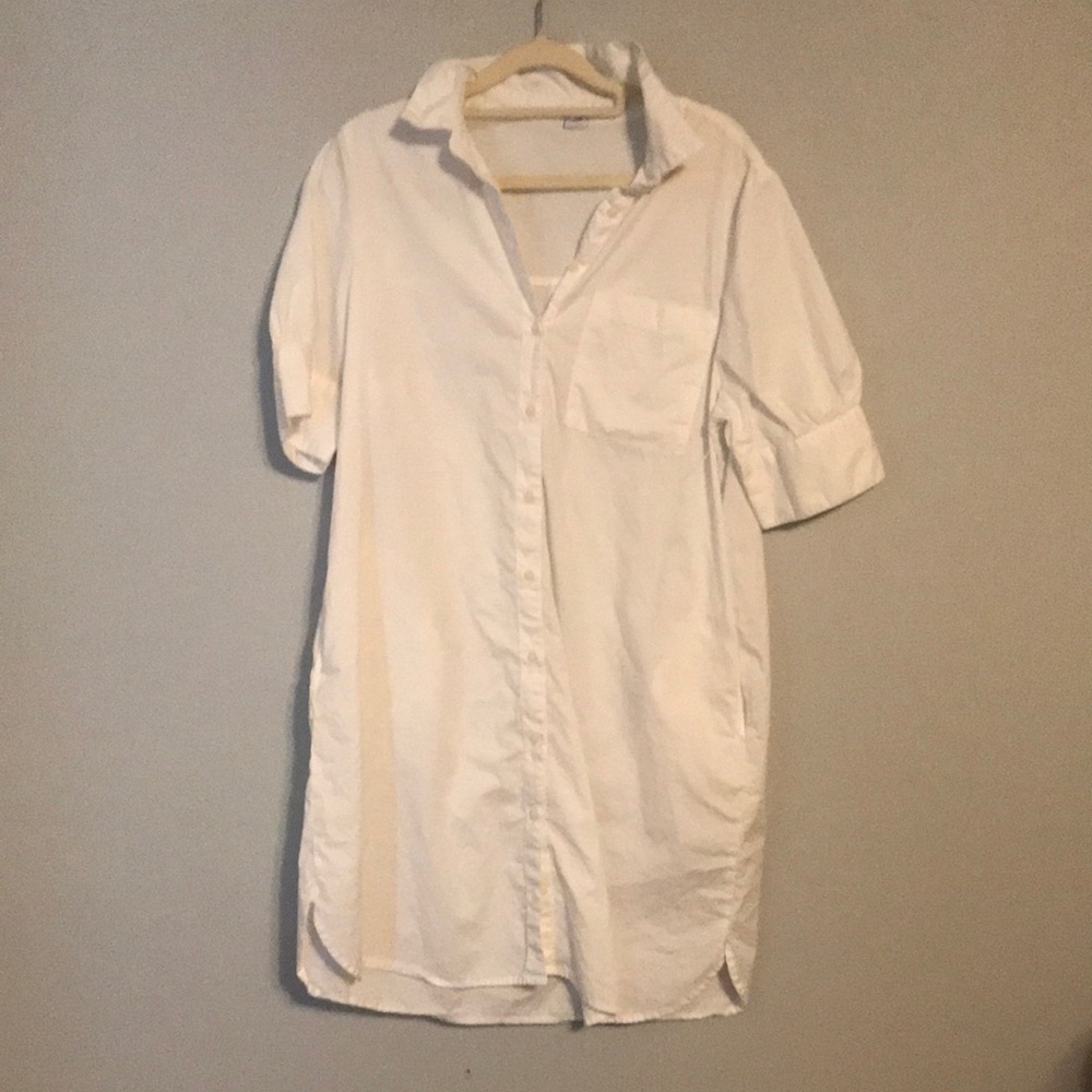 White Button-Up Shirt Dress